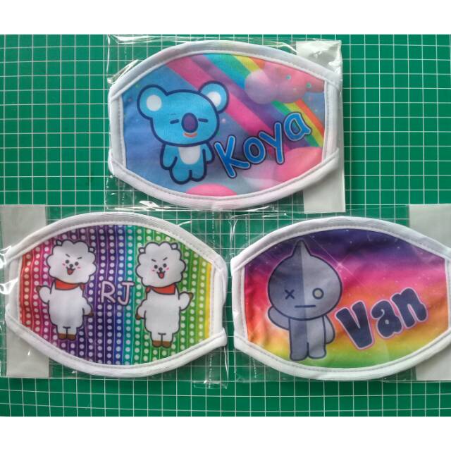 Masker Pernapasan 2in1 Karakter BTS BT21 Kawai