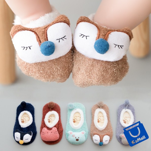 Kaos Kaki Prewalker Bayi / Kaus Kaki Bulu Lembut Motif Animal / sepatu bulu newborn / kaos bulu usia 0-6 bulan