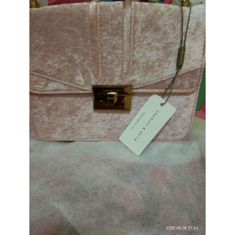 sling bag ck velvet pink