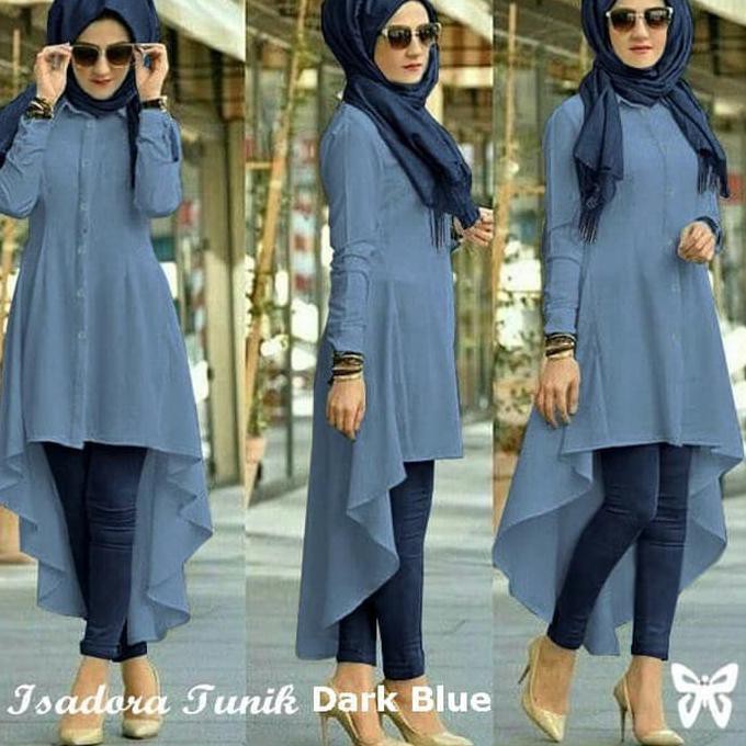 BAJU ATASAN MUSLIM TUNIK ISADORA TUNIK MUSLIM WANITA FASHION WANITA - Putih, L