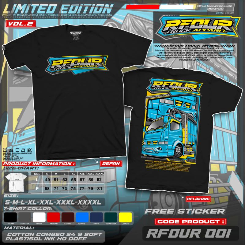 Fashion KAOS RFOUR TRUCK APPAREL EDISI kode RFOUR 001