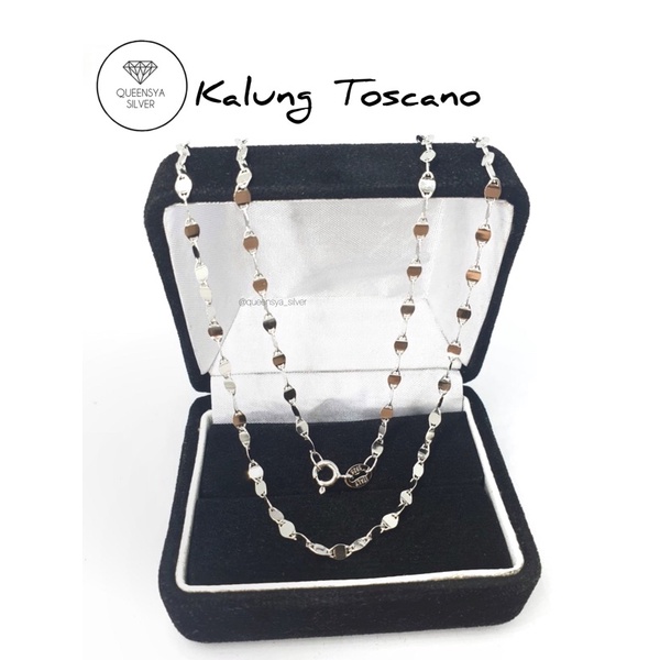 Kalung Perak TOSCANO Model Emas Asli Silver 925 Lapis Emas Putih