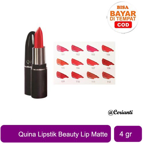 [BPOM] QUINA LIPSTICK BEAUTY 4GR LIP MATTE