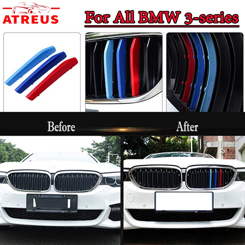 3pcs Klip Strip Trim Grill Mobil Balap BMW G20 E90 320I F30 E46 E36 E91 E92 E93 F31 3 Series GT F34 Bahan ABS