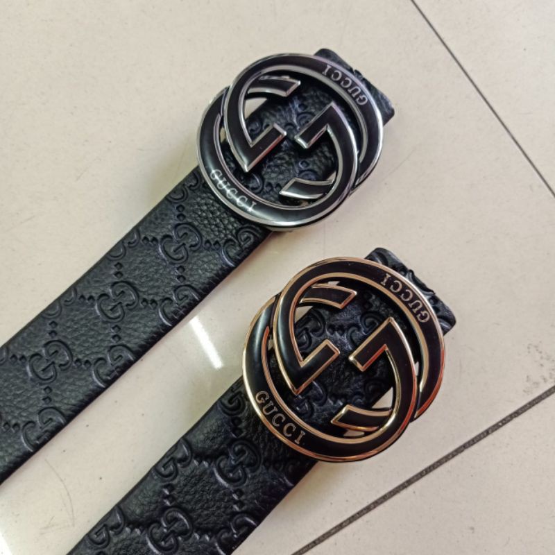 Ikat Pinggang Gucci GG embos Cantol Gesper Kulit Asli Import