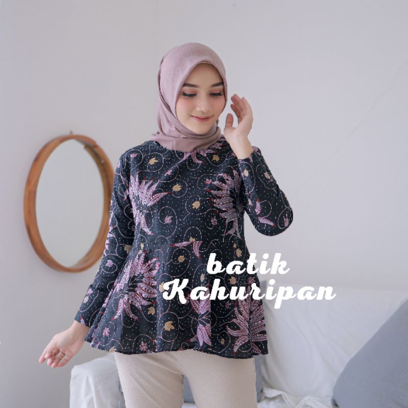 Batik Wanita Modern Blouse Batik Kerja Kantor Atasan Batik Wanita