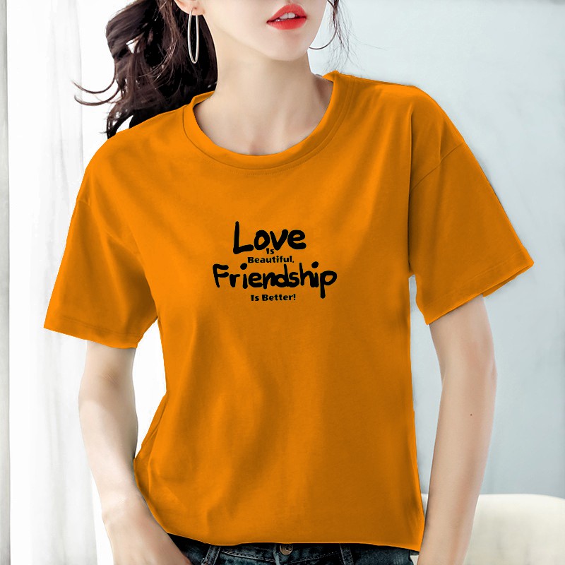 Kaos Wanita Love is Beautiful but FriendShip is Better