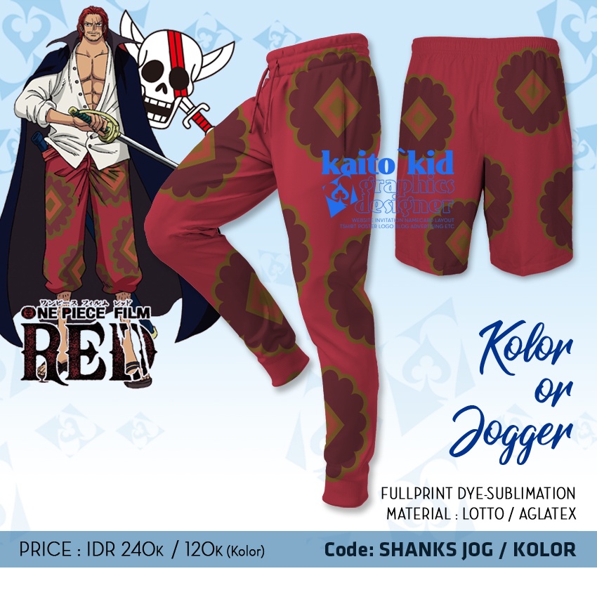 Celana JOGGER SHANKS ONE PIECE RED Celana Kolor bisa custom