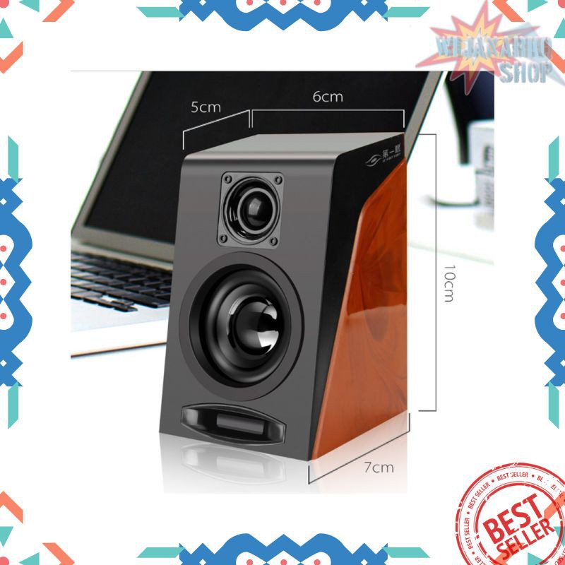 First Eye 950 HiFi Desktop Multimedia Stereo Speaker 2.0 Channel - Black/Brown ELC11