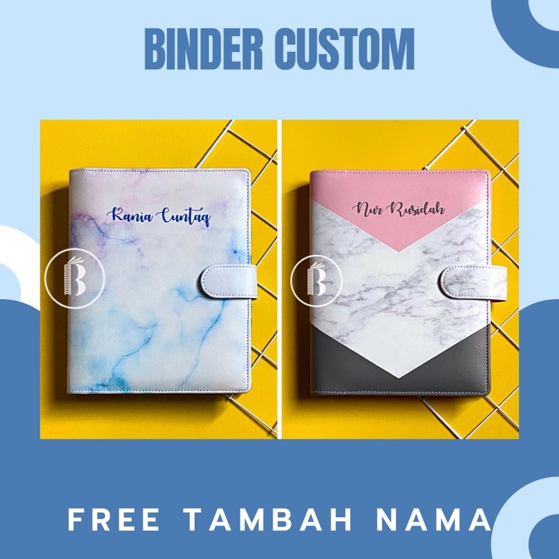 

Binder CUSTOM Motif Marble Edition FREE Tambah nama 20r A5 26r B5 6ring A6 Planner Agenda Notebook