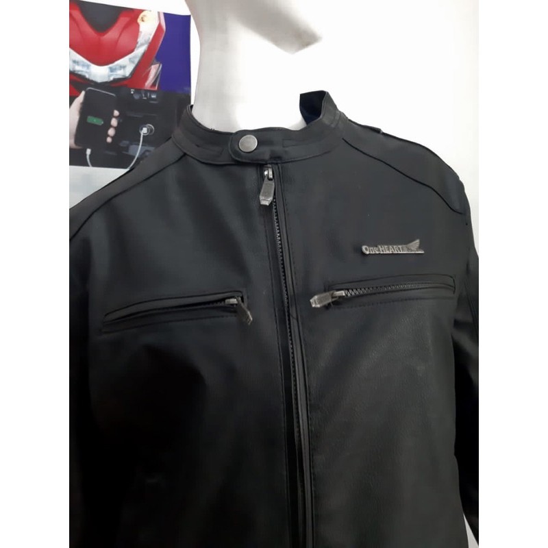 Jaket Kulit ORI Honda bahan kain kulit jeruk / Honda Leather Jacket V2