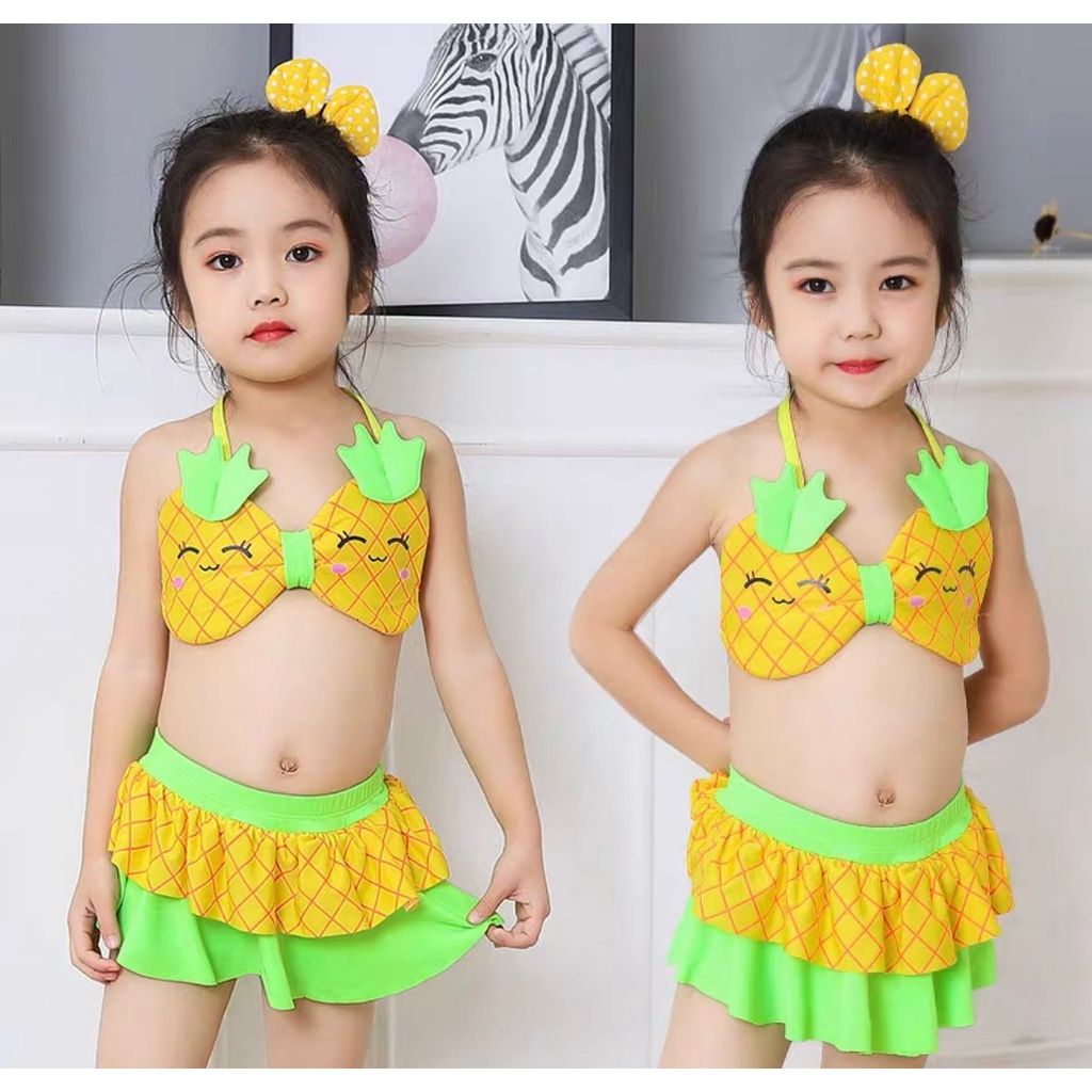 PAKAIAN BAJU RENANG MICKEY MINNIE PINEAPPLE NENAS BIKINI SET SWIMSUIT ANAK BAYI BALITA IMPOR