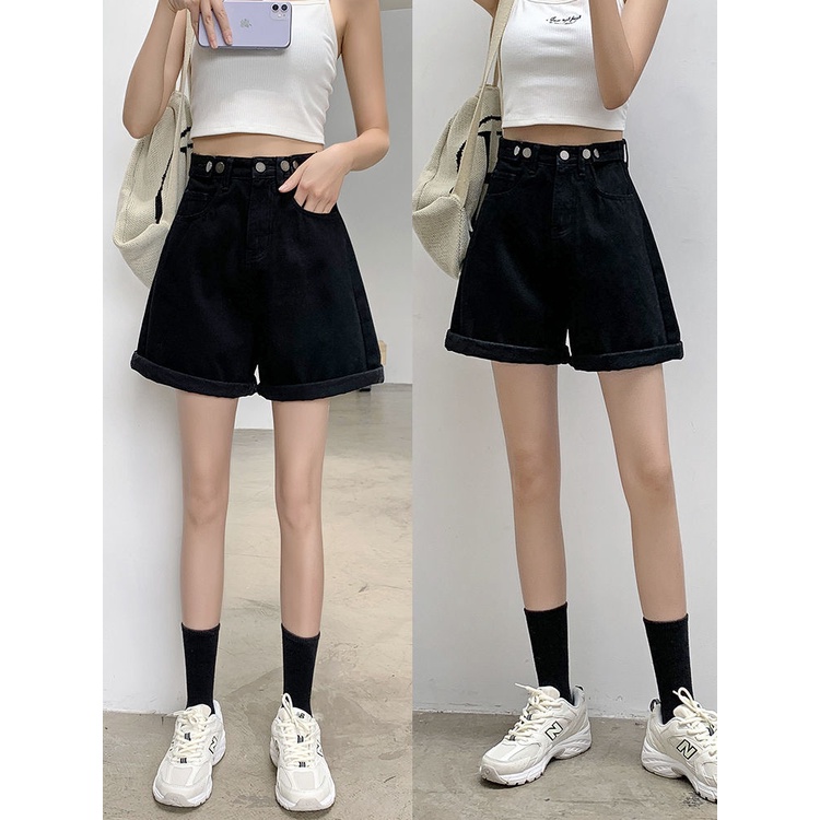 CEWEK_ID Celana hotpants Kulot jeans Korean style high waist pendek pinggang tinggi dewasa cewek jumbo loose longgar oversize jens denim jins kekinian short