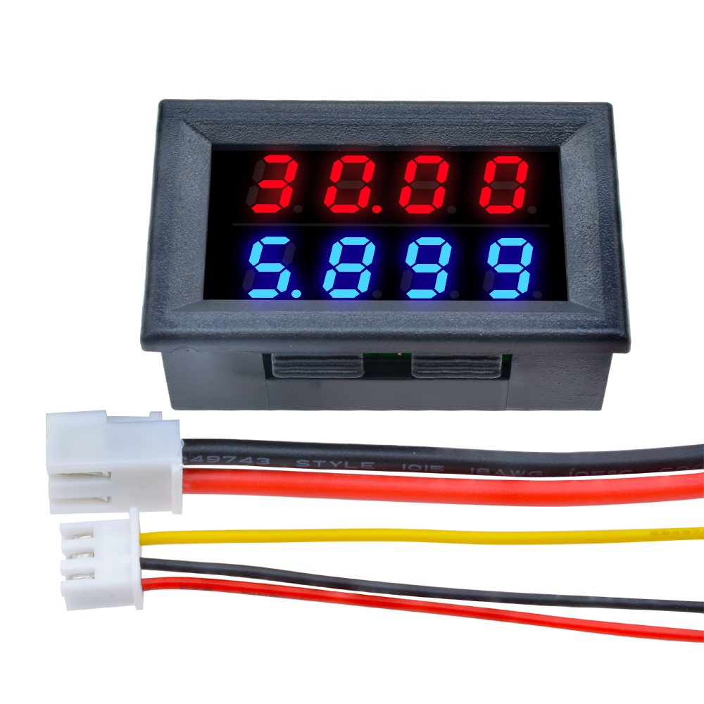 Voltmeter Ammeter Digital Dc 0-200v 10a Dengan 4 Bits 5 Kabel