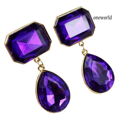 OW@ Luxury Women's Teardrop Acrylic Gemstone Ear Stud Statement Earring Jewelry