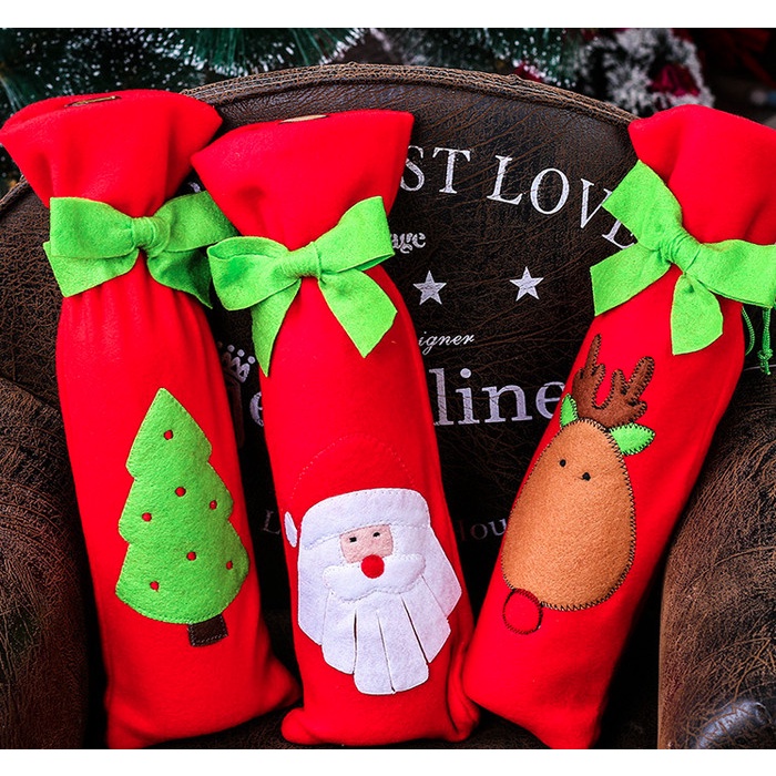 

Kantong botol pita tema natal , paper bag kado natal santa rufolft