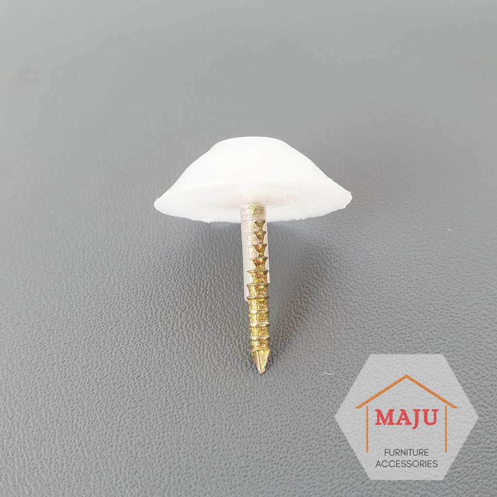 Paku Rotan Plastik Putih Payung Bakpao Ulir (Skrup Alas Kaki Kursi / Bangku / Meja)