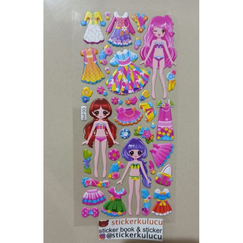 Stiker anak timbul baju-bajuan / dress up 10x22cm