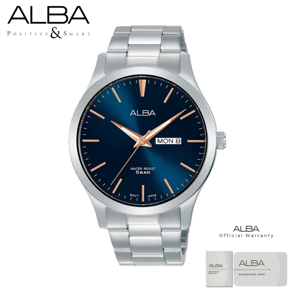 Alba Pria AJ6129X1 Jam Tangan Pria Alba AJ6129 Quartz Stainless Steel Strap