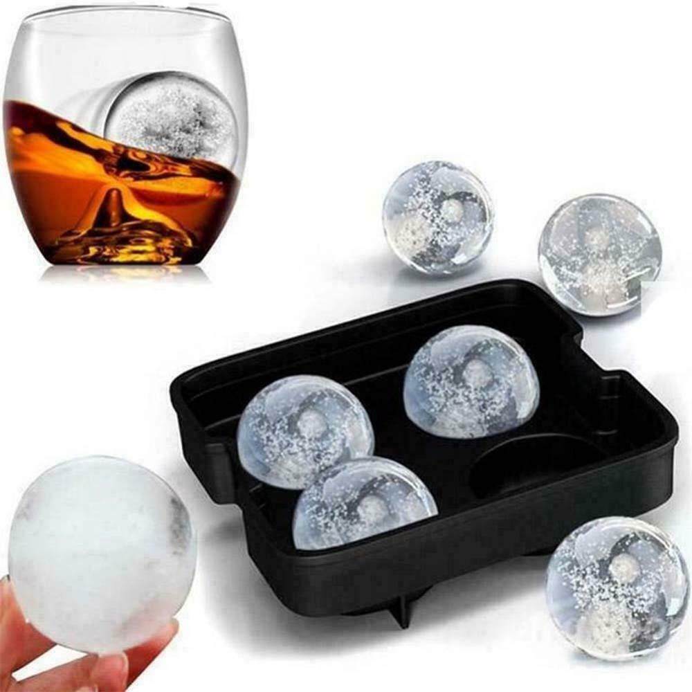 【COD Tangding】Fridge Black Square Round Ice Ball Box Silica Gel Mold for Summer Drink Mold