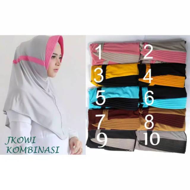 JILBAB SERUT MOTIF KOMBINASI 2 WARNA LIST TWO TONE PET ANTEM TALITA JOKOWI HIJAB BERGO ELNIFA MURAH