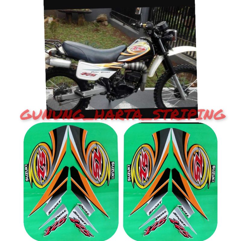 Striping Stiker Lis Body Motor Full Set Suzuki TS 125 (2004-2005) Standar Original Warna Hitam Orany
