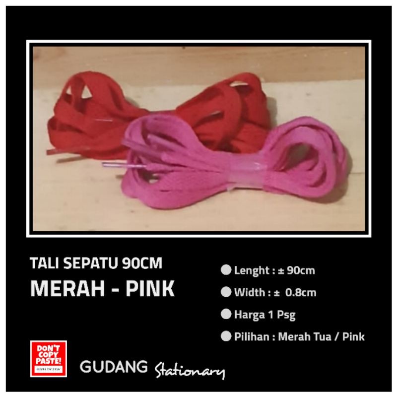 Tali Sepatu Gepeng 90 Cm Merah