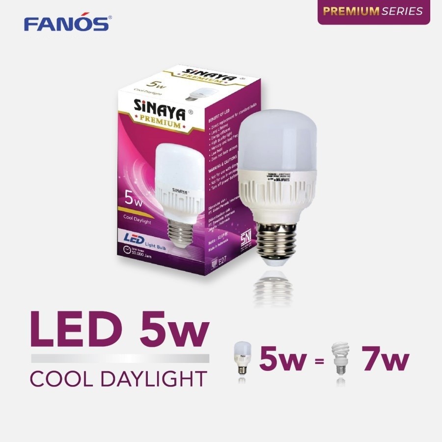 Sinaya Premium Lampu Led 5 Watt Paket 10 Pcs - Bohlam Murah 5Watt 5W