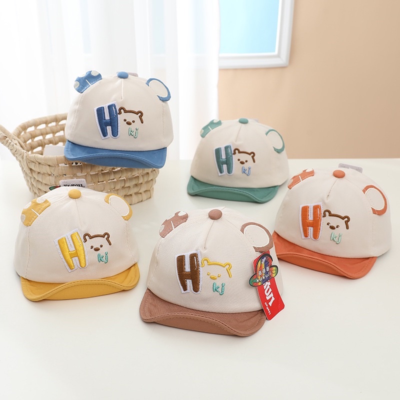 1 2 tahun Topi Baseball Import Anak Balita Model Insial H bear KJ telinga