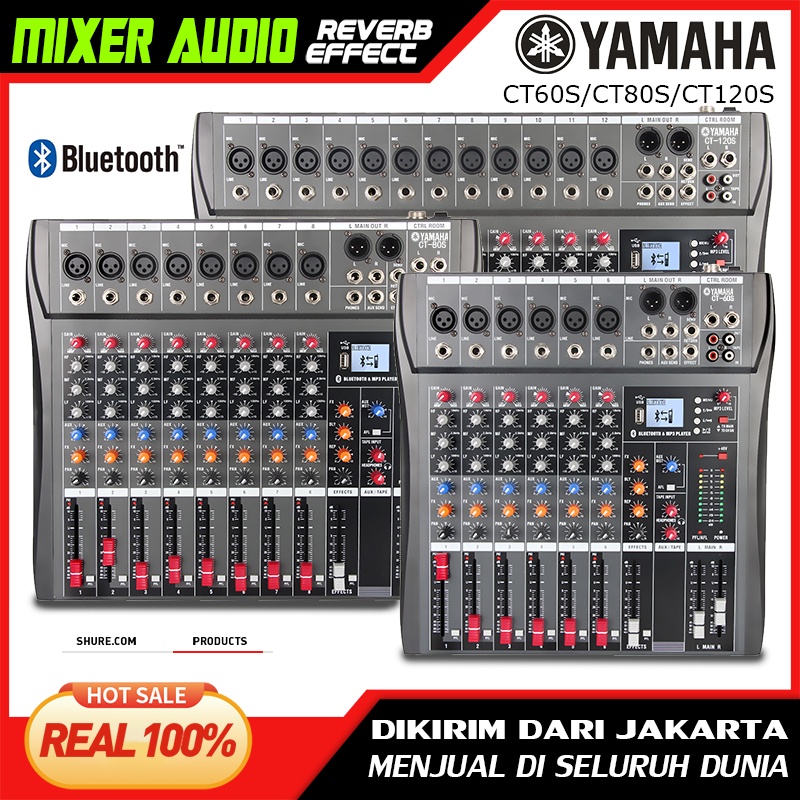 CT60S/CT80S/CT120S Pengaduk Audio Profesional 6/8/12 saluran mixer Efek gema bawaan Mendukung pemutaran Bluetooth/UBB/PC/MP3 Dukungan untuk penggunaan di dalam kendaraan Peralatan bernyanyi KTV pertunjukan luar ruangan