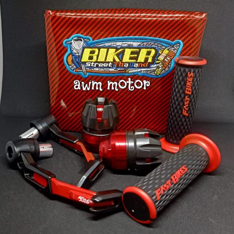 Kulit Jok Carbon + Progruad Robot + Jalu AS Roda + Handgrip fastbiker 1 Paket Isi 4 item Univesal