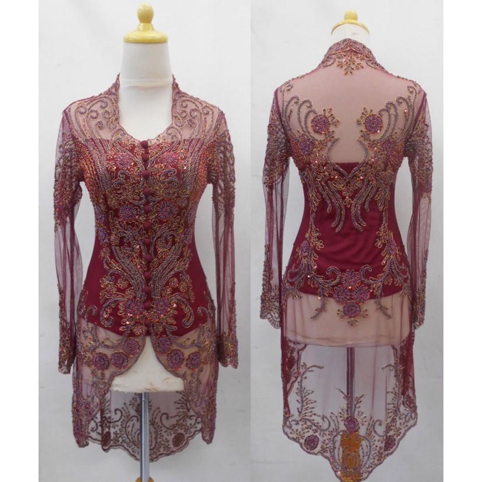 Yoza | Cc.033Merah Marun Atasan Kebaya Modern Lengan ,Panjang + Kemben