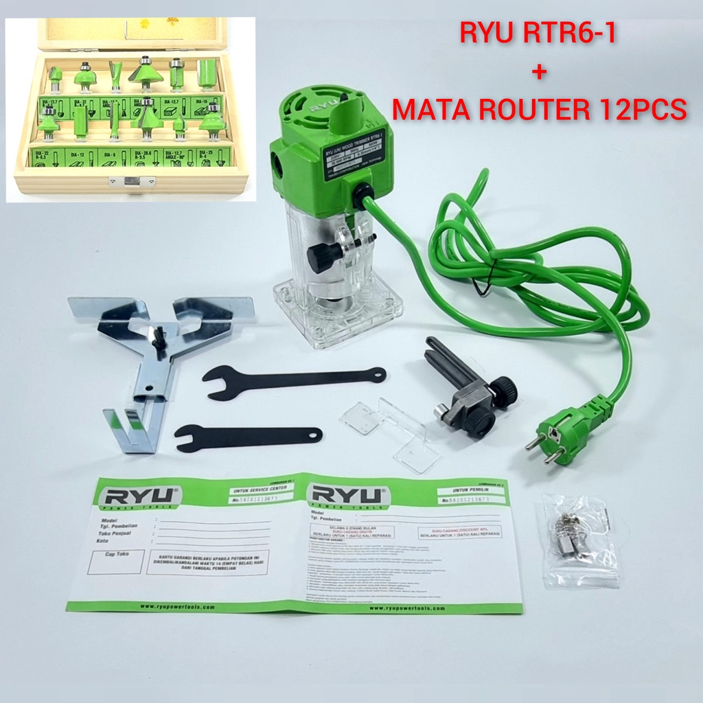 RYU RTR6-1 + Mata profil Wood Trimmer Mesin Profil Kayu Mesin Router kayu