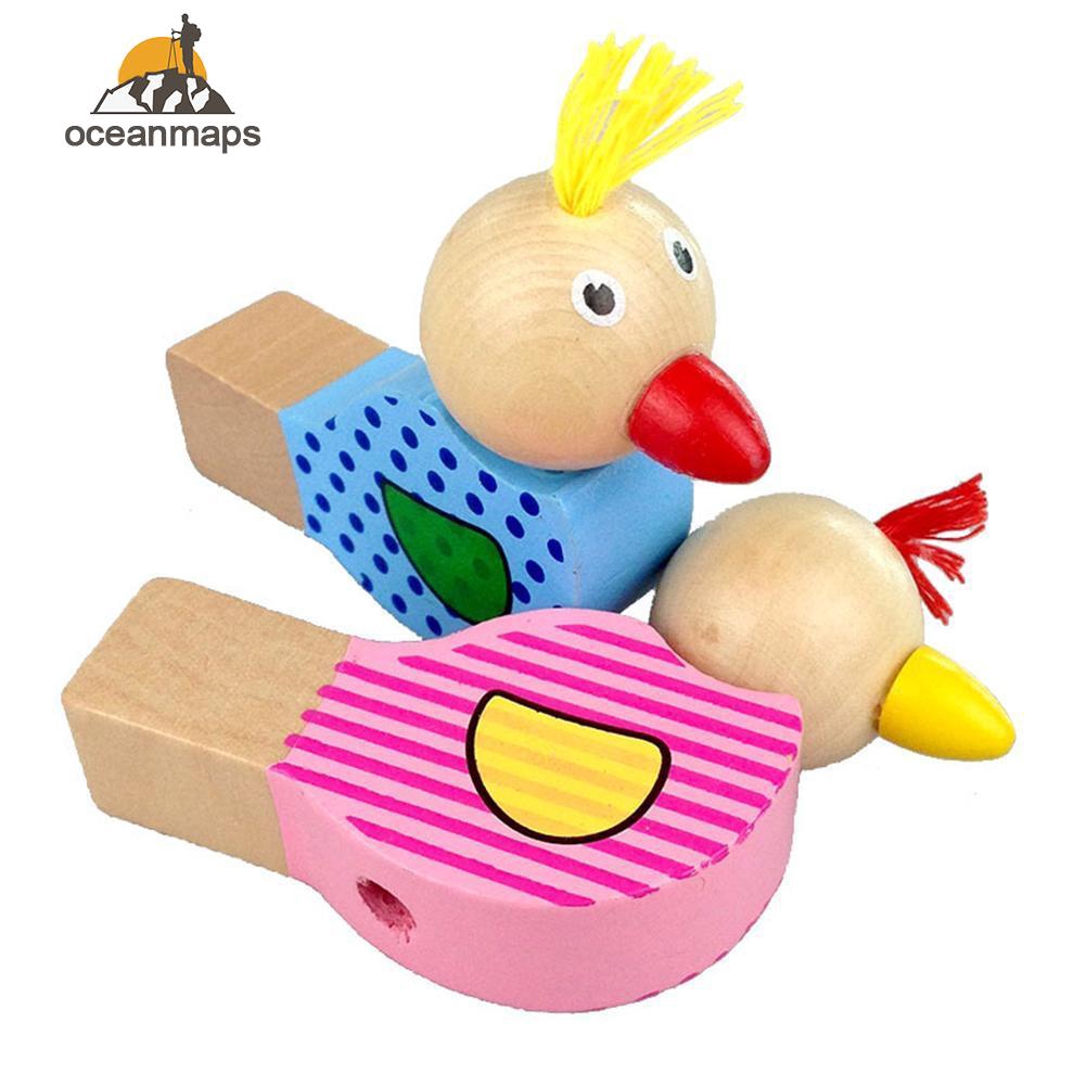 Oceocean â¤ Mainan Peluit Kayu Kualitas Tinggi Gambar Kartun Burung Warna Acak Untuk Anak