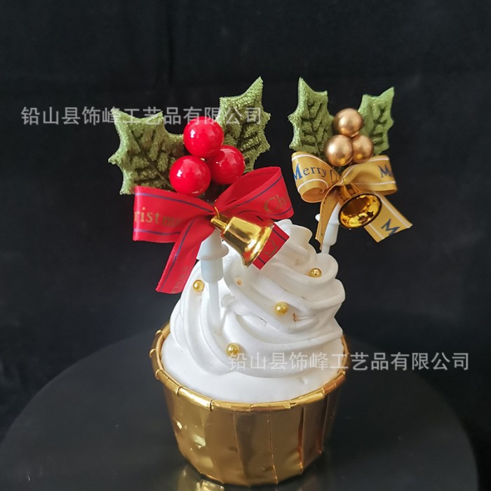 CTCL cake topper hiasan kue natal christmas ceri bell lonceng natal - Merah