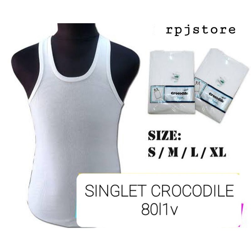 KAOS SINGLET CROCIDILE 801V PUTIH SALUR