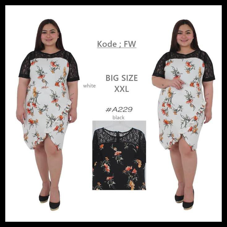 9Hlg Baru Baju Atasan Wanita Jumbo Dress Big Size Tunik Jumbo Scuba Brukat N7Il