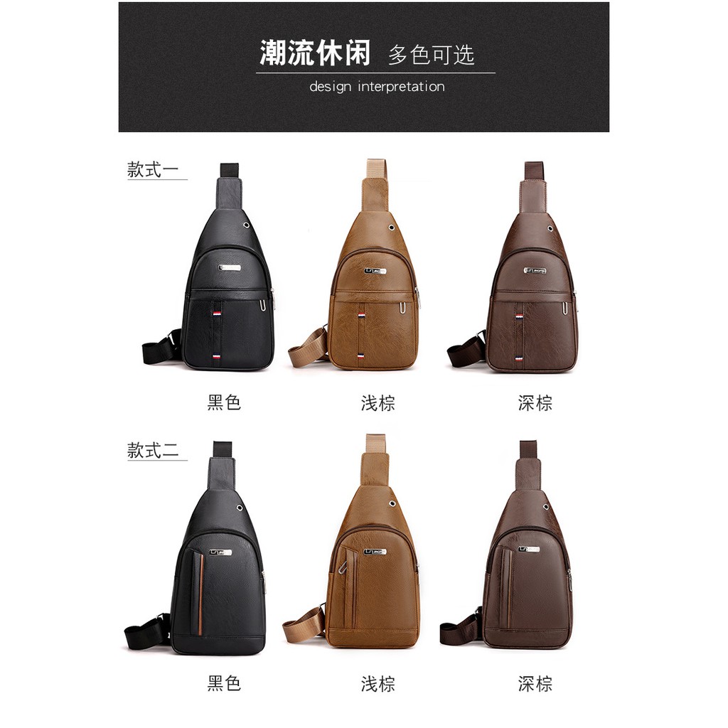 [ORIGINAL] JINGPIN Tas Selempang Kulit Dada/Bahu Pria Import Business Commute Chest Sling Shoulder Bag