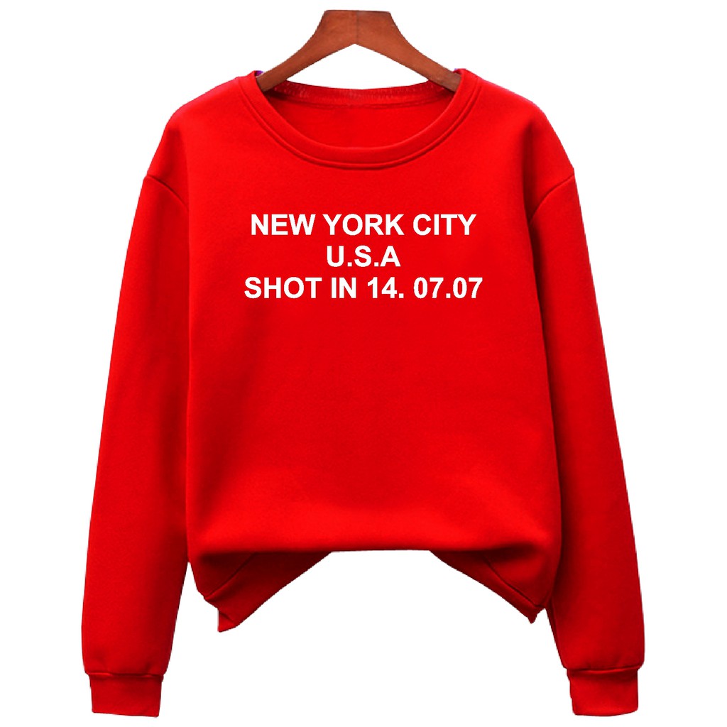 FenishaStore Sweater Basic Wanita NEW YORK CITY USA SHOT IN 14.07.07 Size M-L-XL-XXL Bisa Bayar Ditempat COD