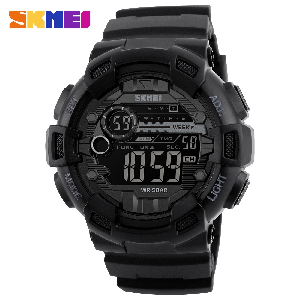 Jam Tangan Skmei 1243 Full Black Jam Tangan Skmei Jam Tangan Karet Pria Jam Tangan Cowok Sport SKMEI