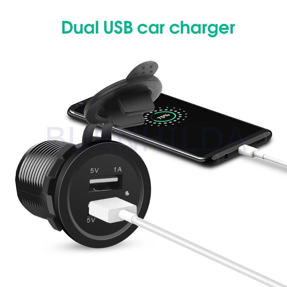 Charger motor usb 2 Port accesoris motor mobil burnhilda