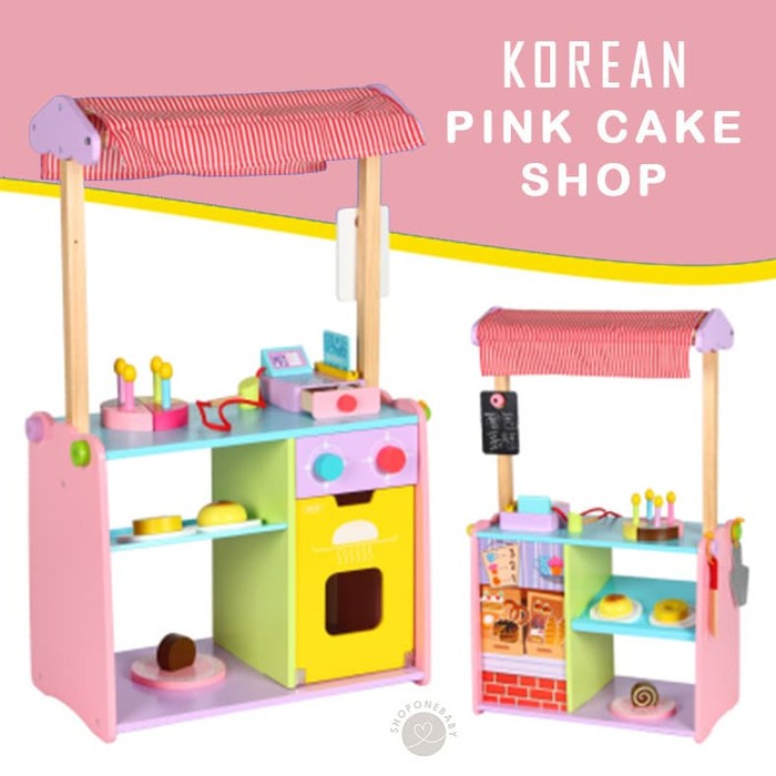 JKT GOSEND GRAB Korean Cake Shop Wooden Pretend Toys Kado Ultah Mainan Edukasi Anak Cewek Toko Kue