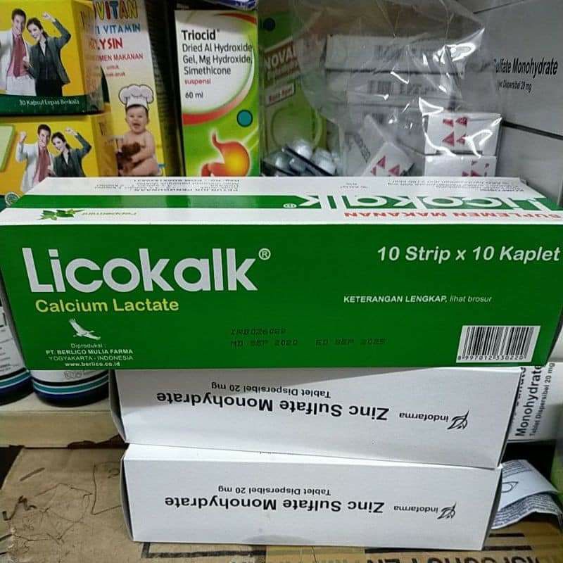 LICOCALK LIKOKALK LICO KALK LIKO CALK PLUS KALSIUM LAKTAT 1 STRIP ISI 10 KAPLET