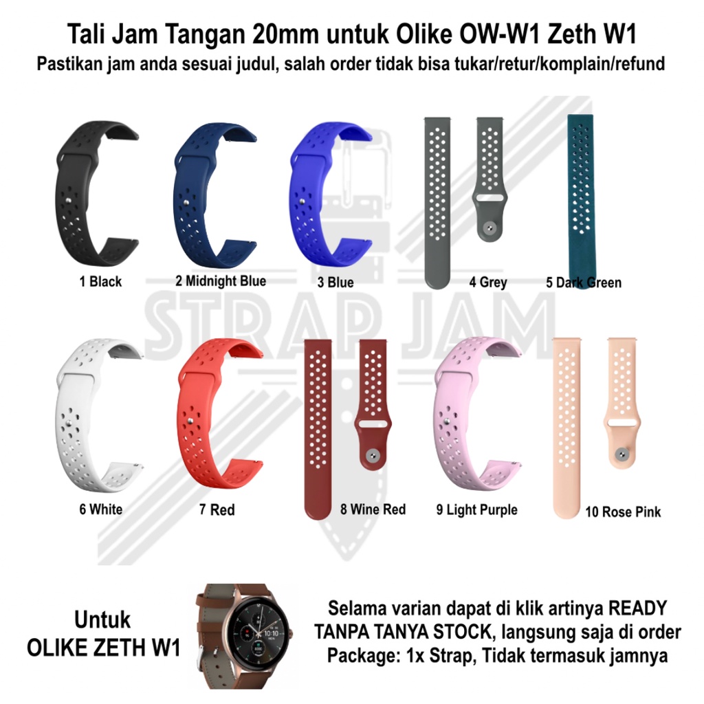 NIKE POLOS Tali Jam Olike OW-W1 Zeth W1 - Strap 20mm Rubber Silikon Breathable