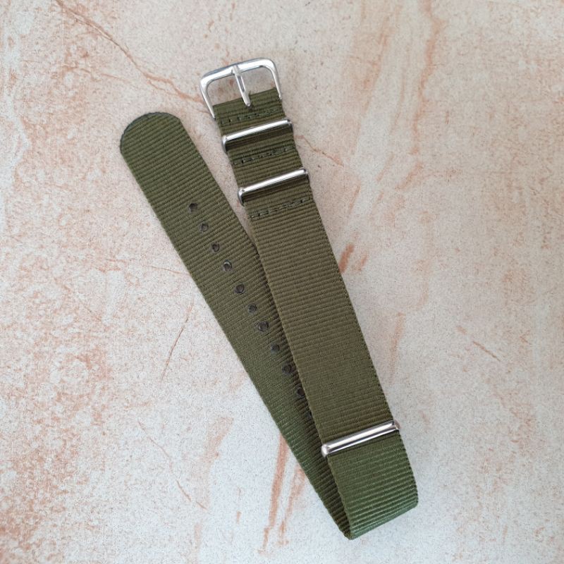 ARMY GREEN NATO STRAP / TALI JAM TANGAN NYLON KANVAS HIJAU