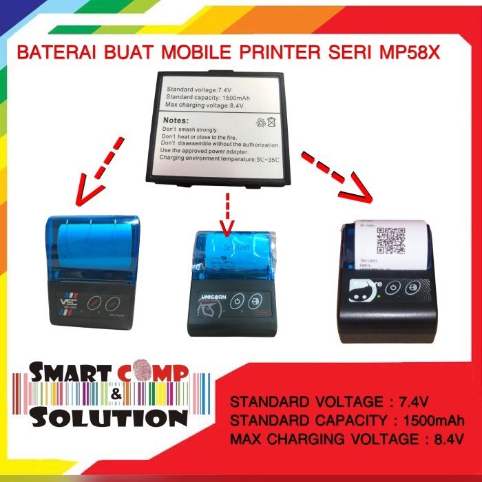 Battery Printer Mini bluetooth Seri MP58