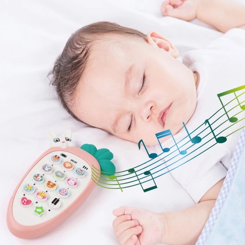 Mainan Simulasi Handphone Bentuk Wortel Kartun Dengan Musik Untuk Bayi