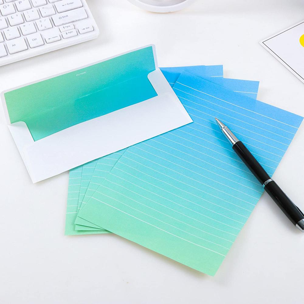 Lanfy Kertas Alat Tulis Tulisan Untuk Pelajar Anak Rainbow Warna-Warni Stationary Lined paper Letter paper