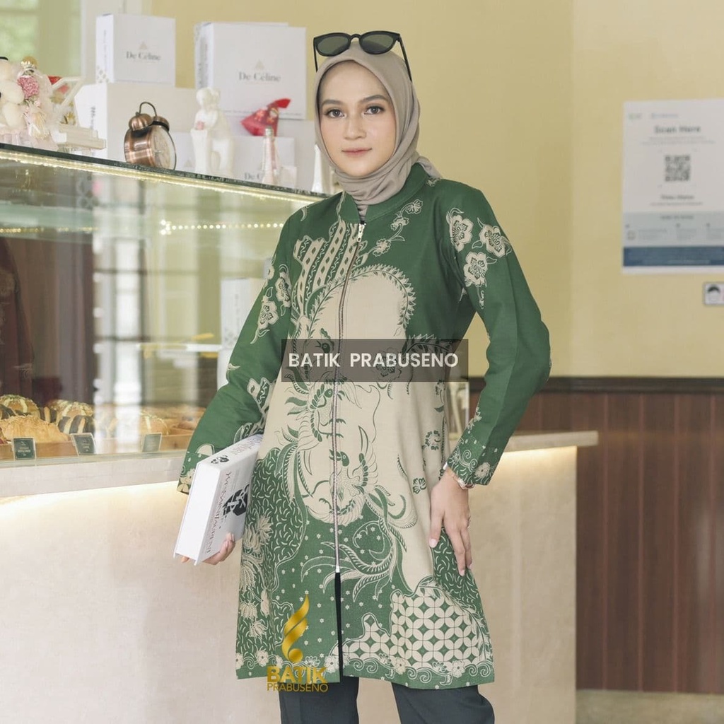KINANTHI | Atasan Batik Wanita Busui Formal Elegan Baju Batik Ibu Hamil Model Tunik Muslim Ori Prabuseno Pakaian Kerja Bahan Katun Lengan Panjang