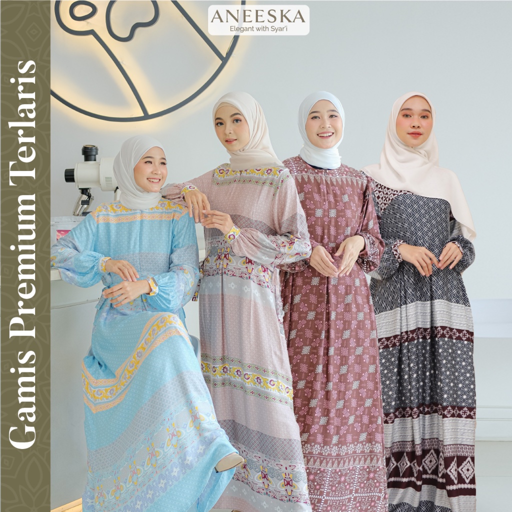 Gamis Aneeska Gamis Premium Sutra Silk Series (Z2I1) Dress Gamis Jumbo Rayon Gamis Terbaru Dress Gam